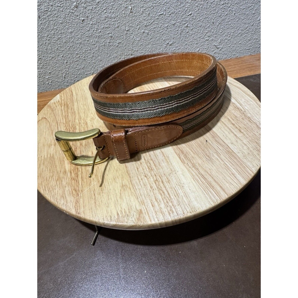 Coach Belt Size 38 # 3879 Handcrafted In Italy leather Brass Buckle vtg